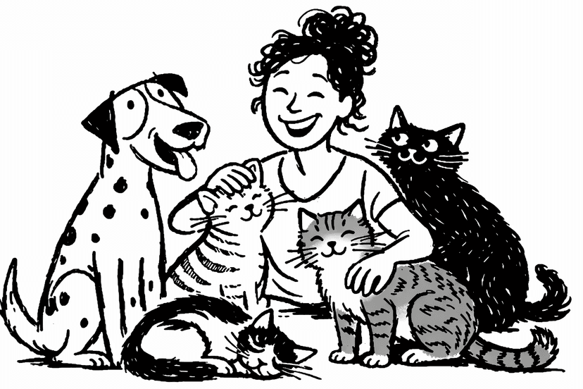 Pet sitter with pets